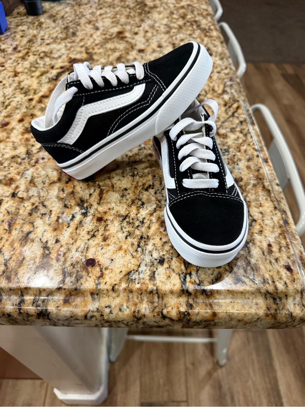 Vans Kids Black and White Low-Top Skate Sneakers